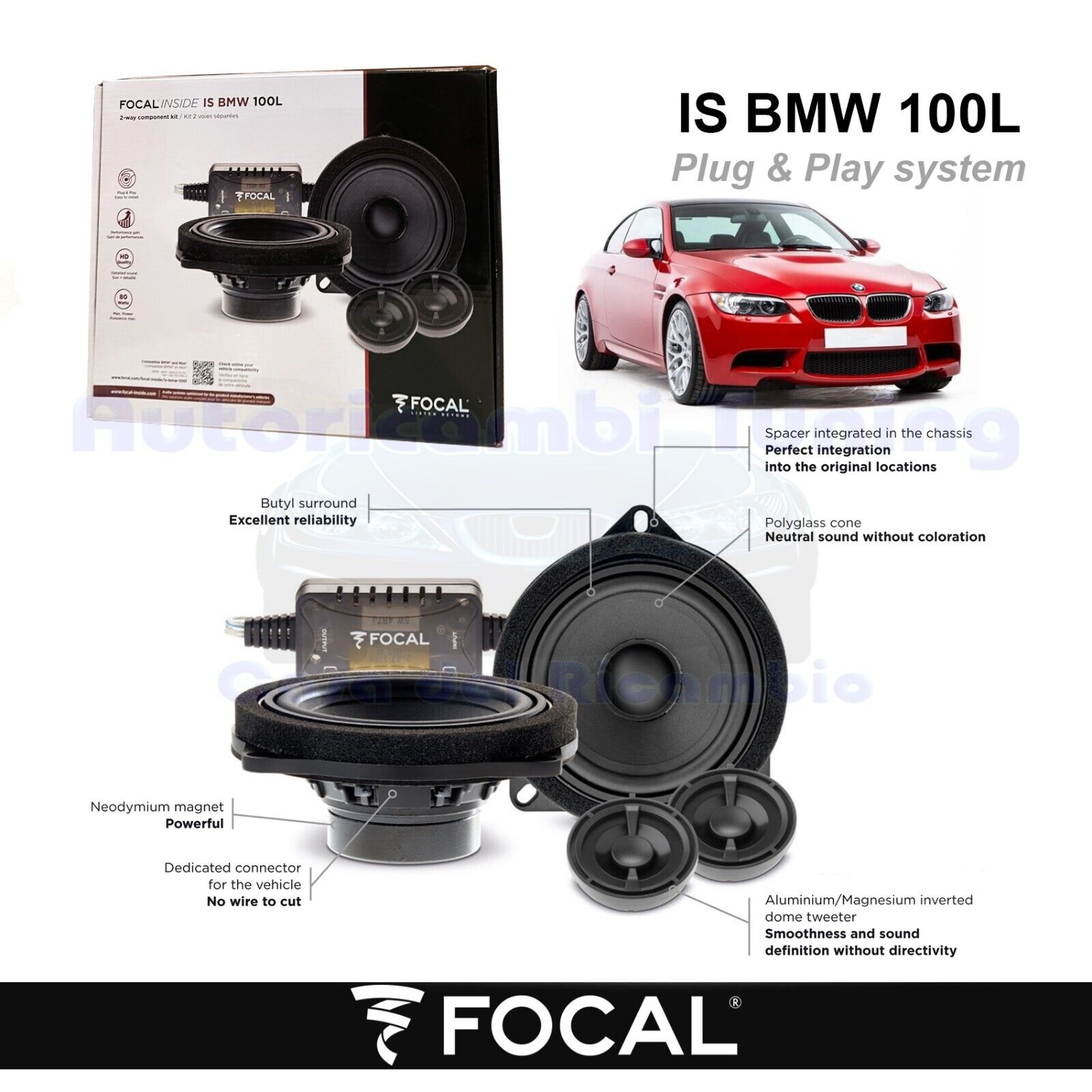 Casse Altoparlanti anteriori FOCAL plug e play IS BMW 100L 80W BMW Serie 3 tutte