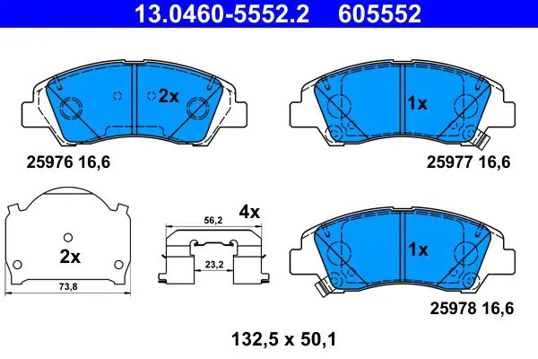 Pastiglie freno 13.0460-5552.2 ATE per HYUNDAI i10 II i10 III