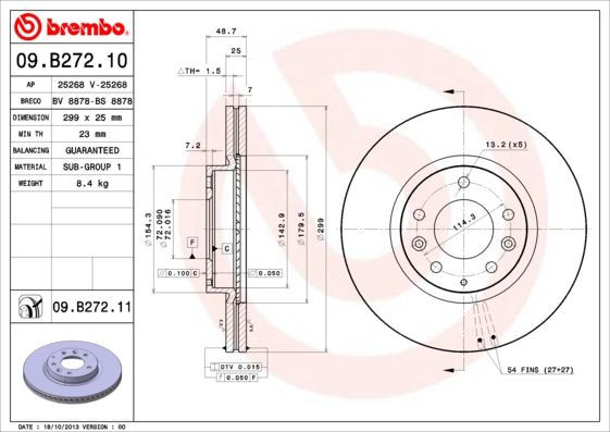 COPPIA DISCHI FRENO BREMBO 09.B272.10  per MAZDA 6 Familiare (GH), 6 Hatchback (