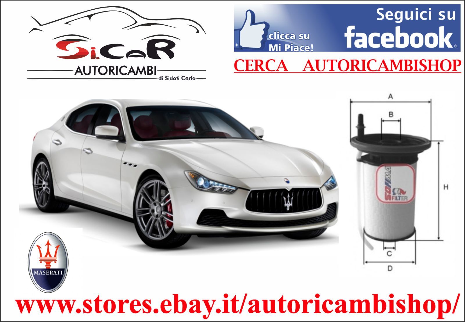 FILTRO GASOLIO MASERATI GHIBLI (M157) 3.0 D 250 CV - 275 CV  MOTORE: M15746D