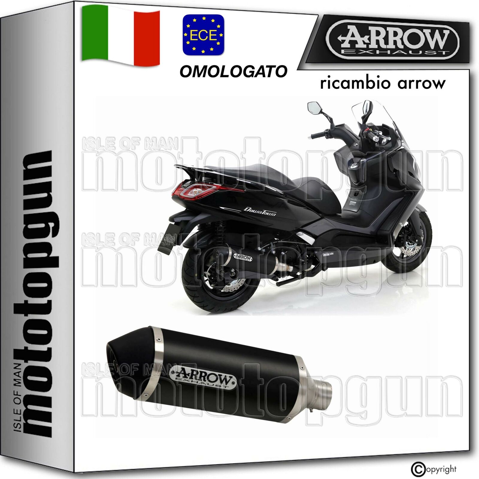 ARROW SCARICO OMOLOGATO URBAN ALLUMINIO NERO KYMCO DOWNTOWN 350 I 2017 17