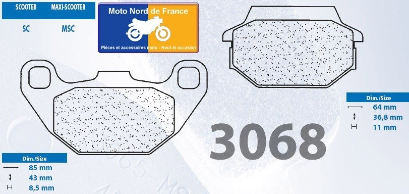 Pastiglie freno Carbone Lorraine tipo 3068 MSC