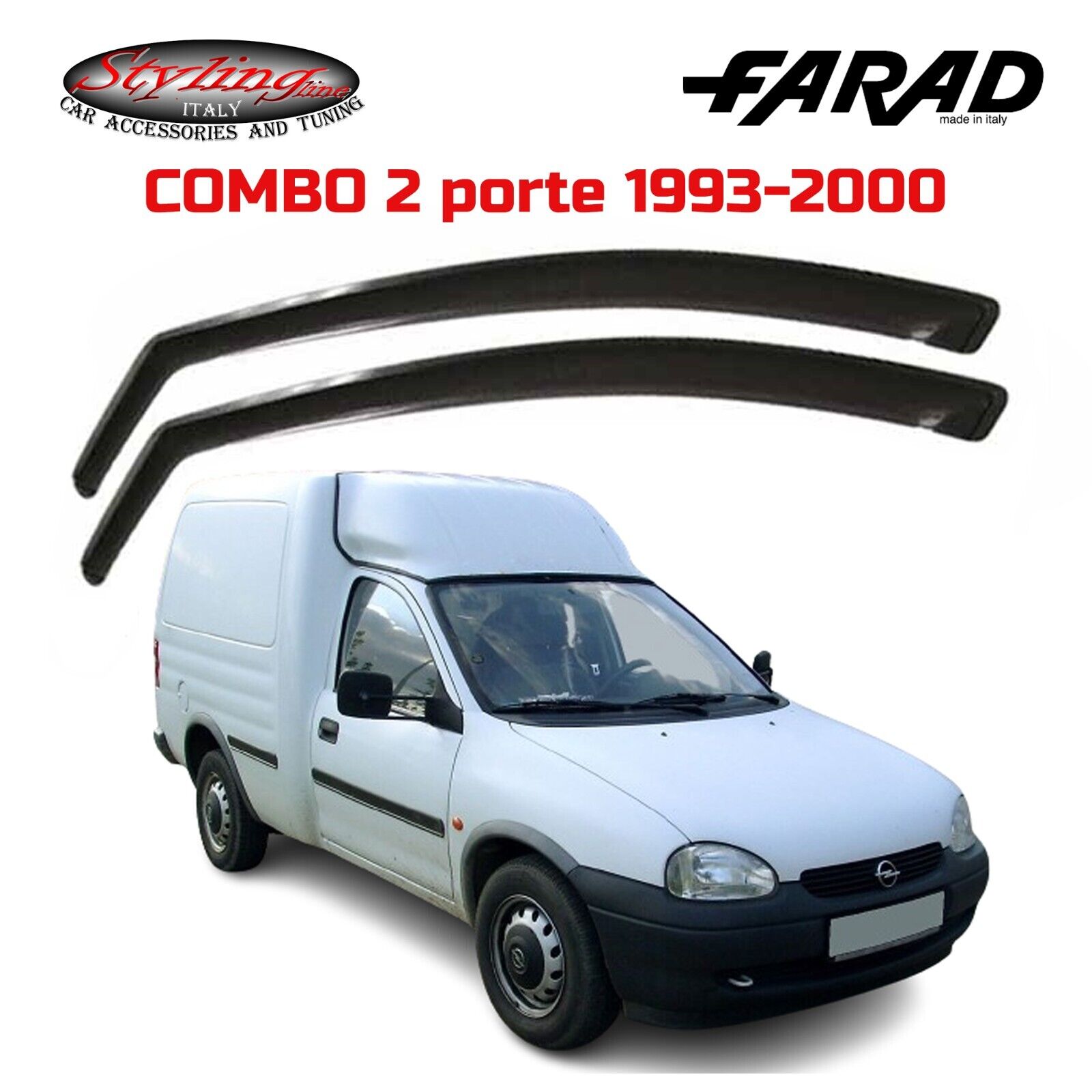 DEFLETTORI OPEL COMBO (1993-2000) 2 PORTE FARAD SET ANTIVENTO FUME' 12139