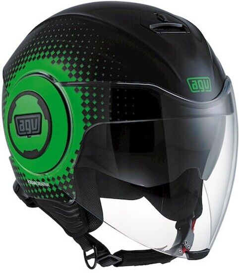Casco Jet Demi-Jet AGV Fluid PIX Nero Verde Lucido Taglia XS