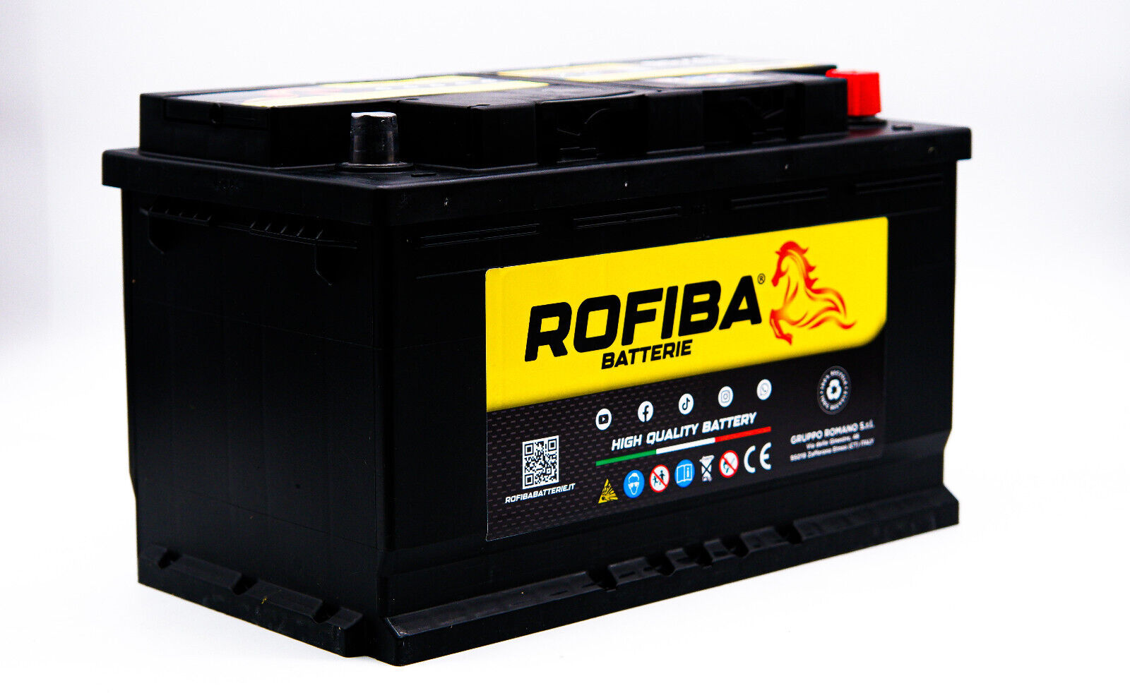 Rofiba Batteria per Auto  L4  80Ah 12V Polo positivo DX = FIAMM 90Ah 95Ah 100Ah