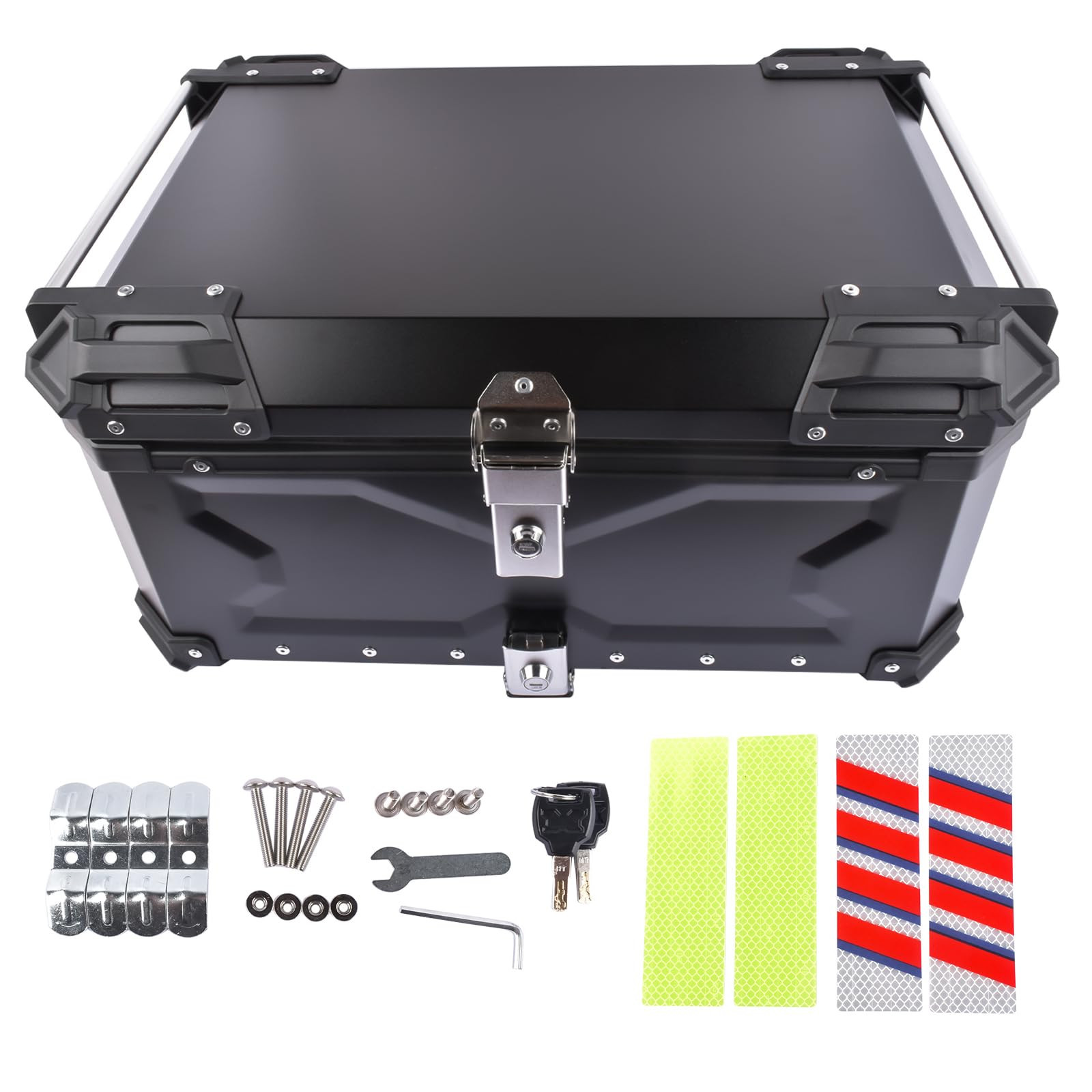 GLOSSY AUTO PARTS Bauletto per moto 65L nero, bauletto universale (d2i)