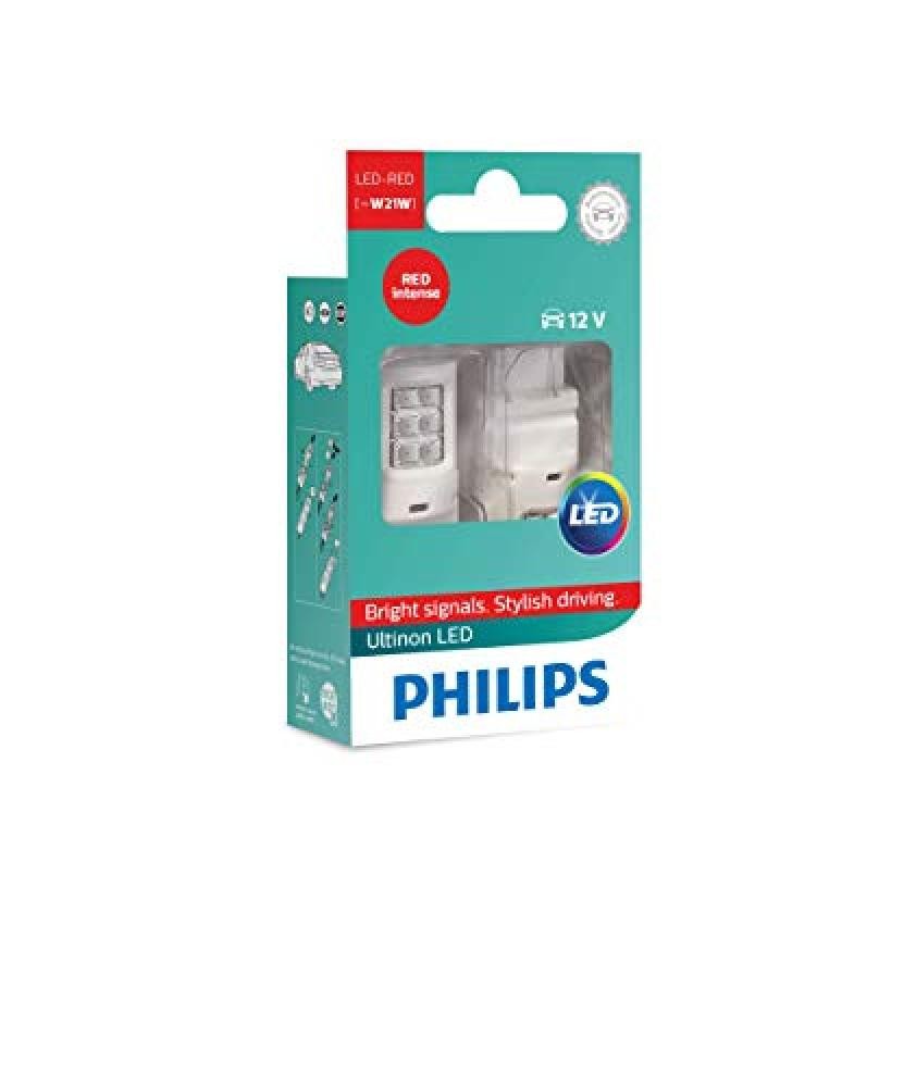(TG. W21W) Philips 11065ULRX2 LED Lampadina di Segnalazione per Auto (W21W Red),