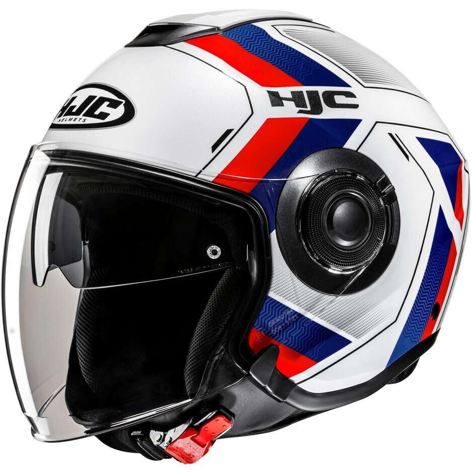 CASCO HELMET MOTO 22.06 JET HJC I40N VELU MC41 BIANCO BLU ROSSO TG XS