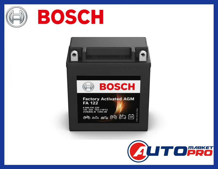 BATTERIA BOSCH FA122 YB5L-B SIGILLATA AGM 12V 5AH MOTO SCOOTER QUAD CROSS