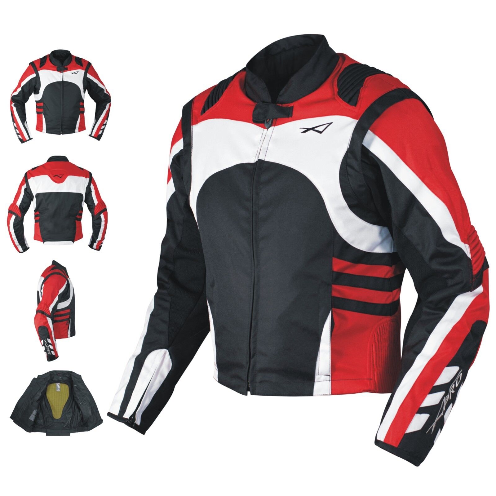 Textile Summer Jacket CE Armored Racing Motorbike Motorcycle Windproof Red S