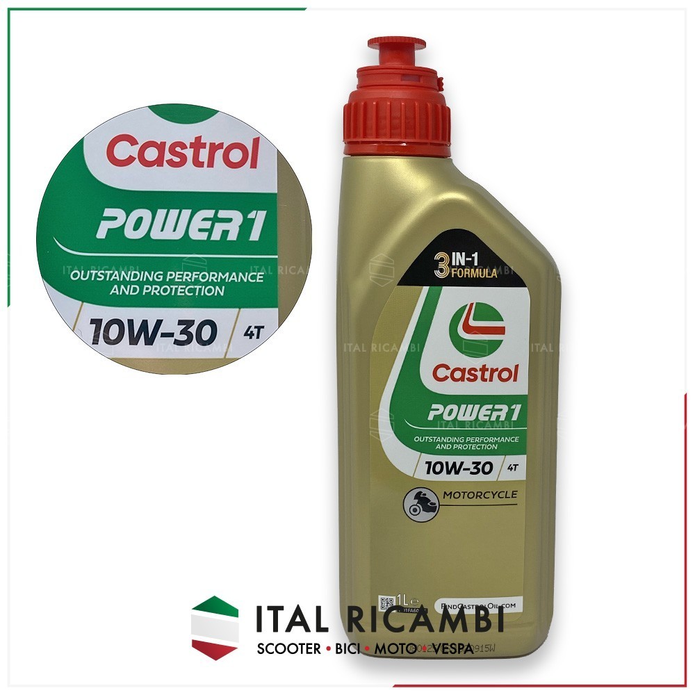 OLIO MOTORE CASTROL 4 TEMPI 10W 30 LUBRIFICANTE MOTO POWER1 3 IN 1 FORMULA