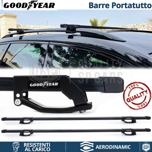 Barre Portatutto da Tetto per Auto in ACCIAIO NERO ORIGINALI GoodYear 135CM