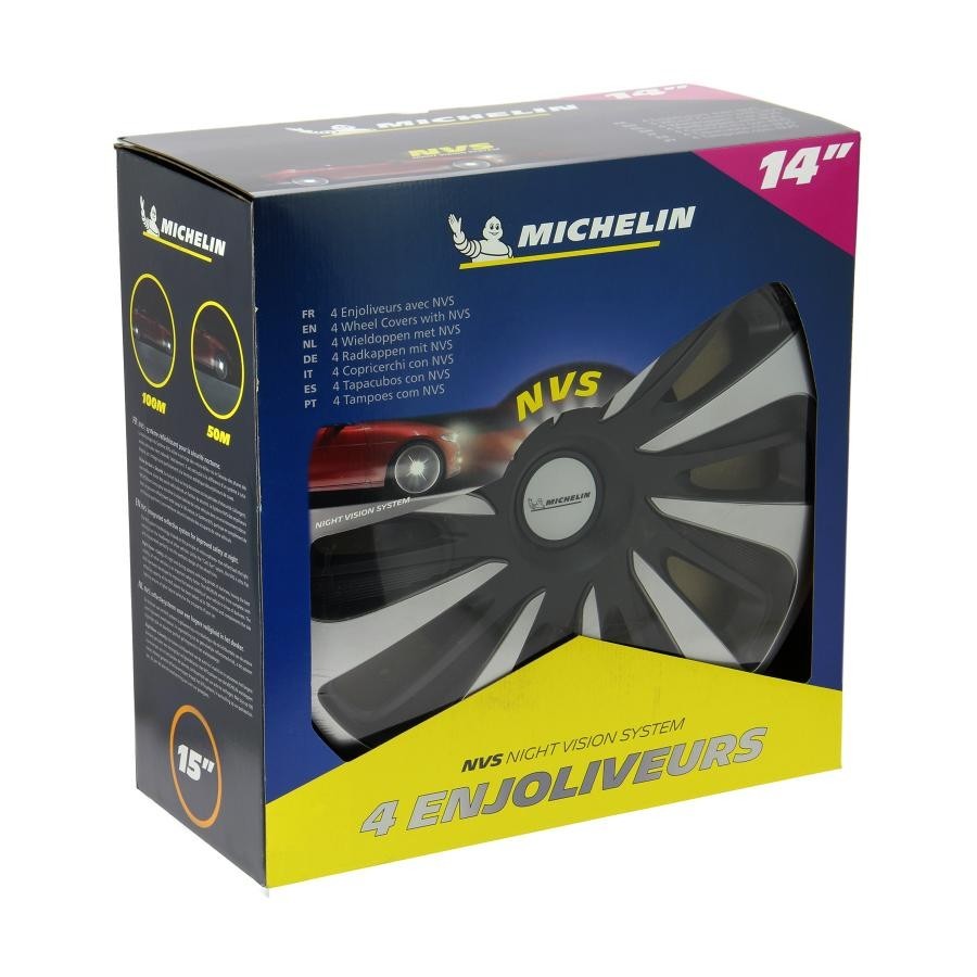Copricerchi Michelin 009121 4 pezzi NVS 3D Black Edition, 14 pollici