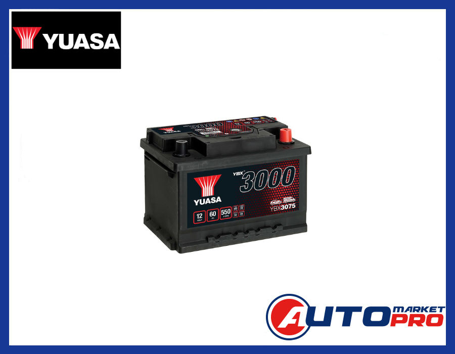YUASA YBX3075 BATTERIA PER AUTO SMF 60 Ah 550A 12V SERIE YBX3000 POLO DESTRO