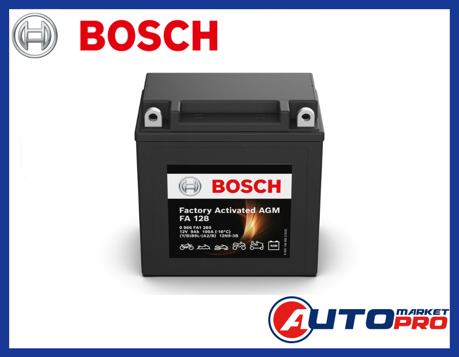 BATTERIA BOSCH FA128 YB9L-A2 SIGILLATA AGM 12V 9AH MOTO SCOOTER QUAD CROSS