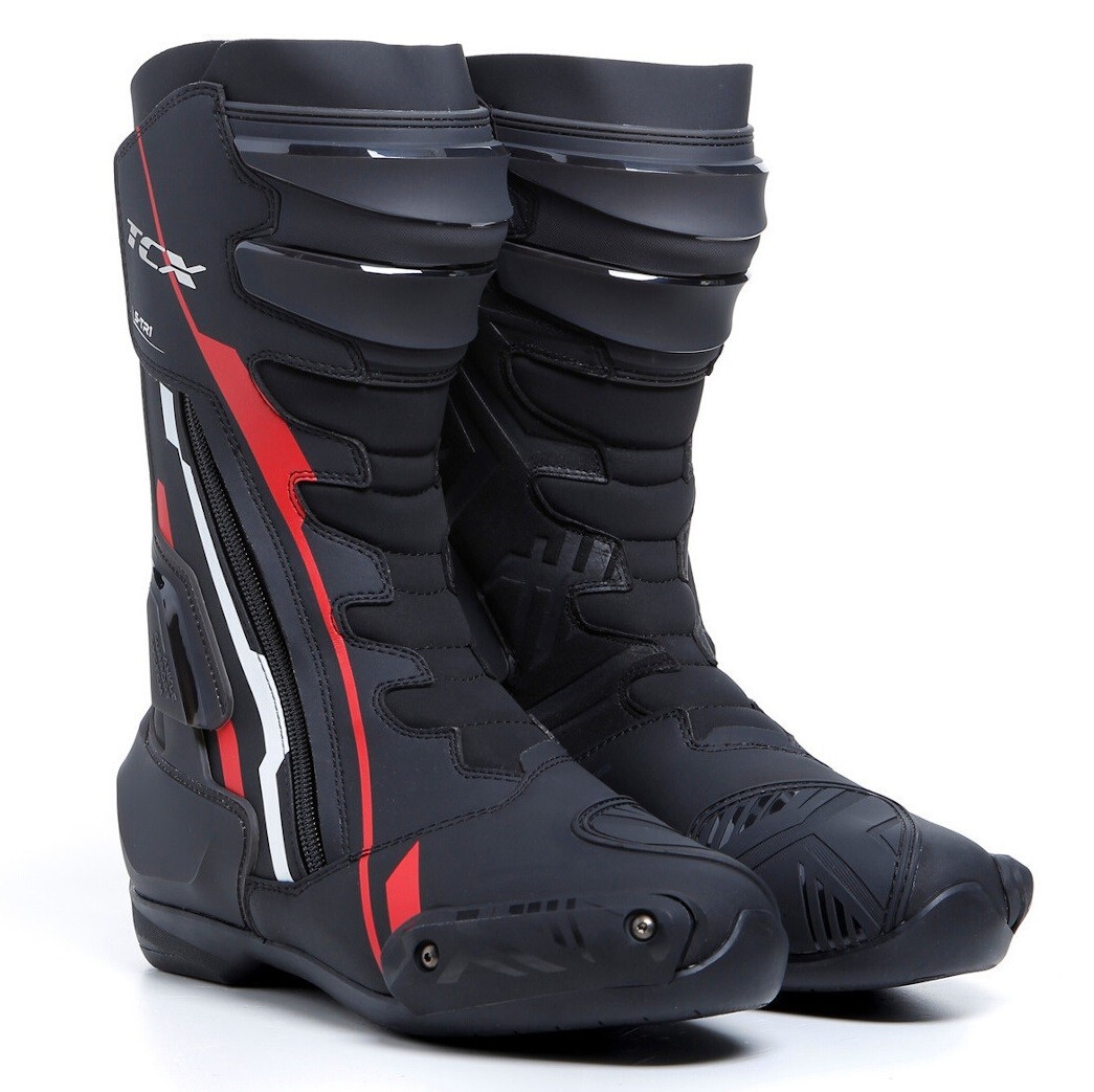 STIVALI BOOTS MOTO RACING TCX S-TR1 BLACK NERO ROSSO TCS TORSION CONTROL TG 42
