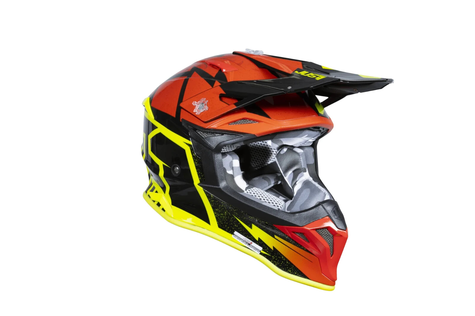 CASCO CROSS ENDURO INTEGRALE JUST1 J39 POSEIDON FLUO YELLOW RED BLACK  TAGLIA s
