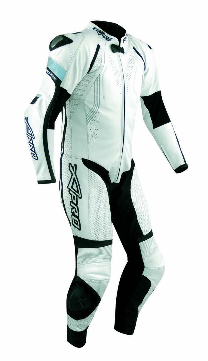 Motorcycle Motorbike Full Body one pc Perforated Leather Race Suit  White 54