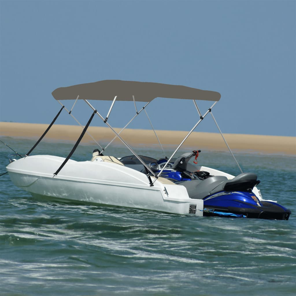 vidaXL Bimini di Prua con Tendalino 4 Archi Grigio 243x196x137 cm