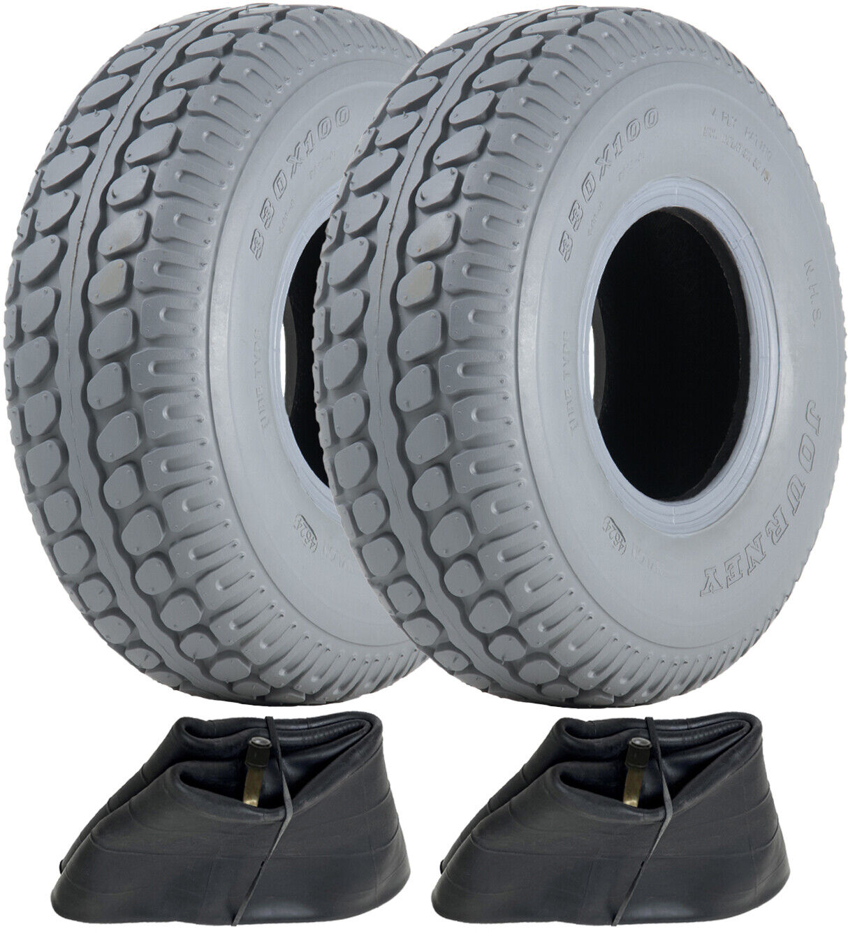 330x100 Grigio Mobility Pneumatico Scooter & Interno Tubo 400-5 (Set Di 2)