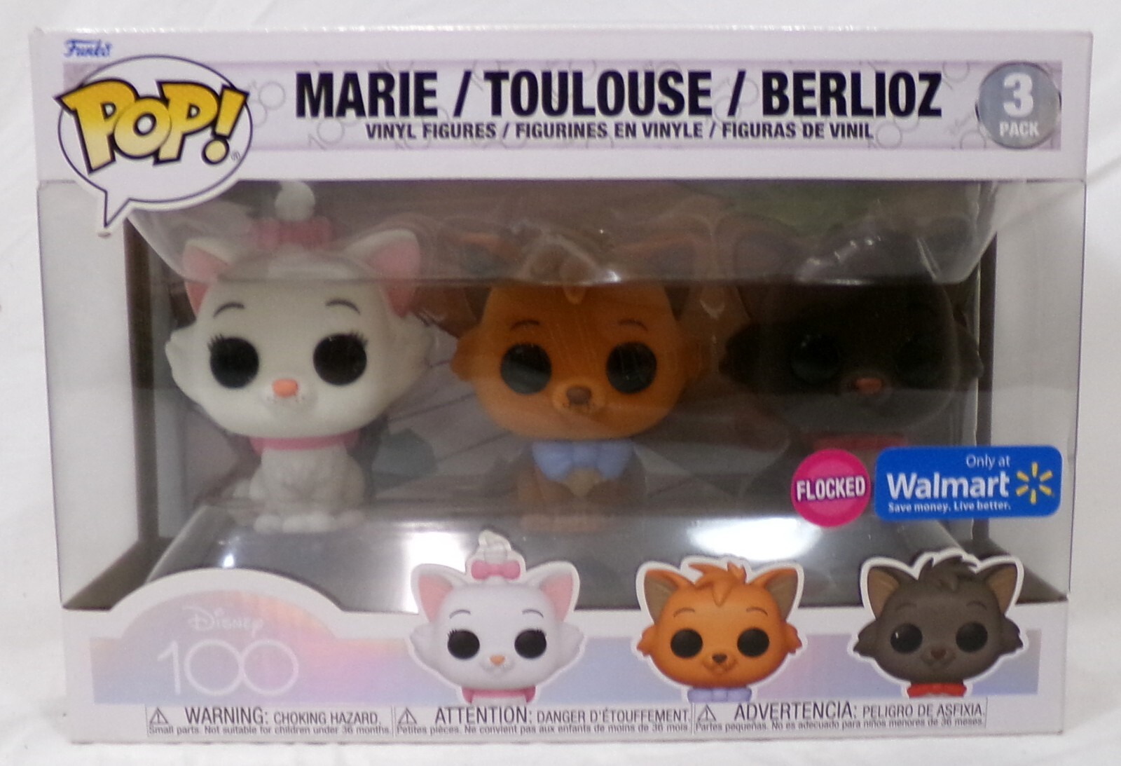 Funko Pop! Disney 100 3 Confezione Marie Toulouse Berlioz Floccato Wwe Wrestling