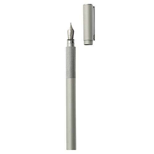Penna stilografica rotonda in alluminio MUJI con 1 cartuccia di inchiostro fi...