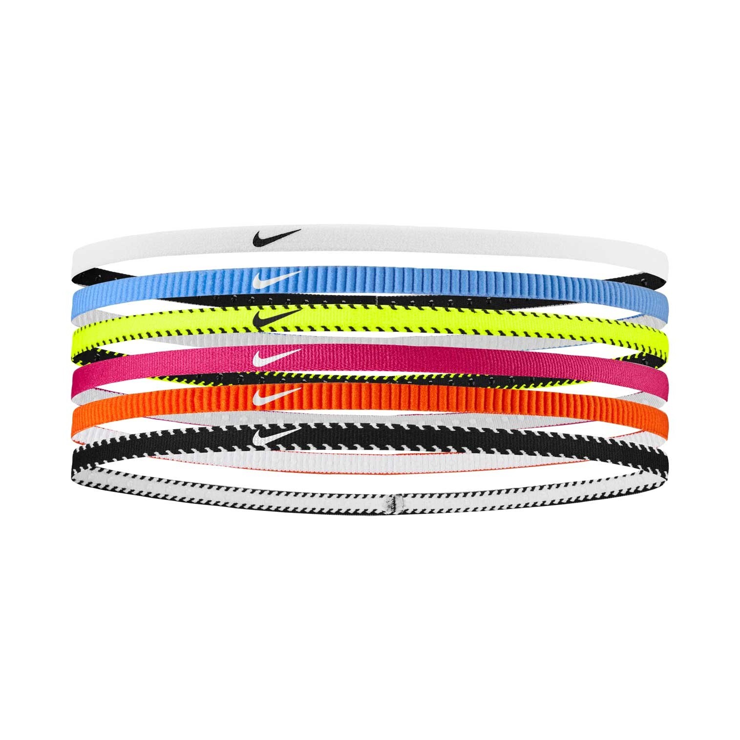 Nike Flex Classic Slim Headbands 6PK Fasce Elastici Capelli Sport Tennis Volt
