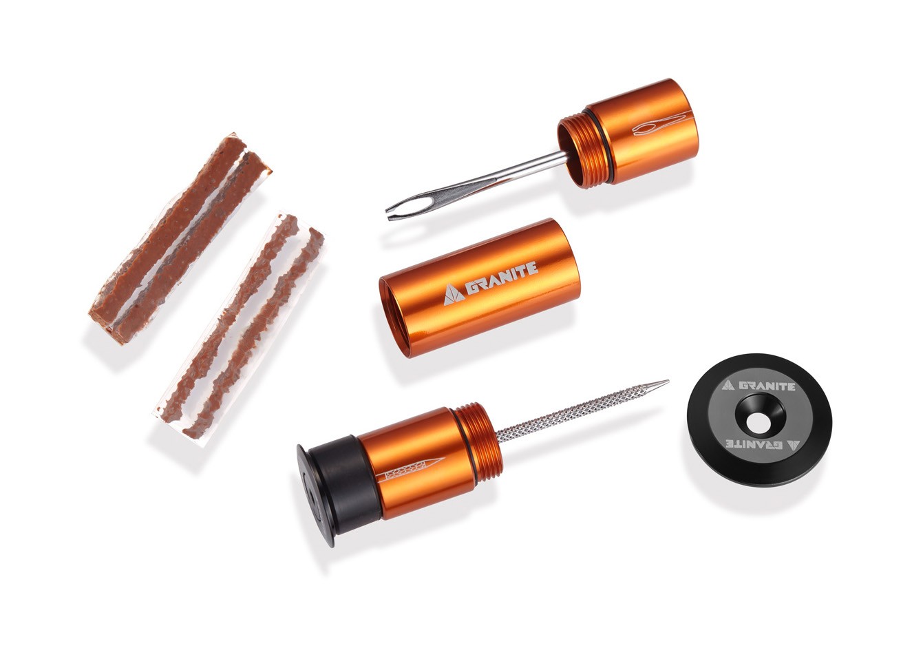 Granite Granite STASH Tyre Plug Kit Hidden Handlebar Orange Orange