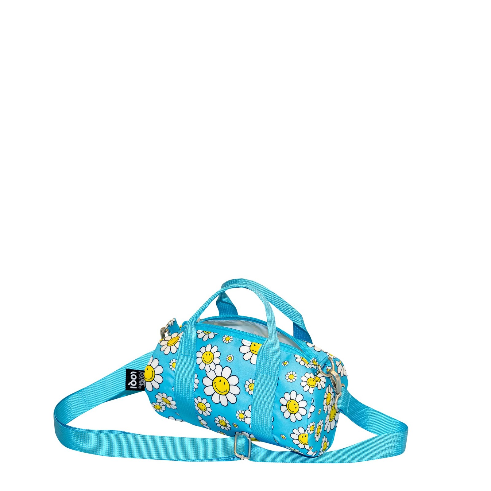 Smiley Flowers Aquarius Recycled Small Weekender, White, black
