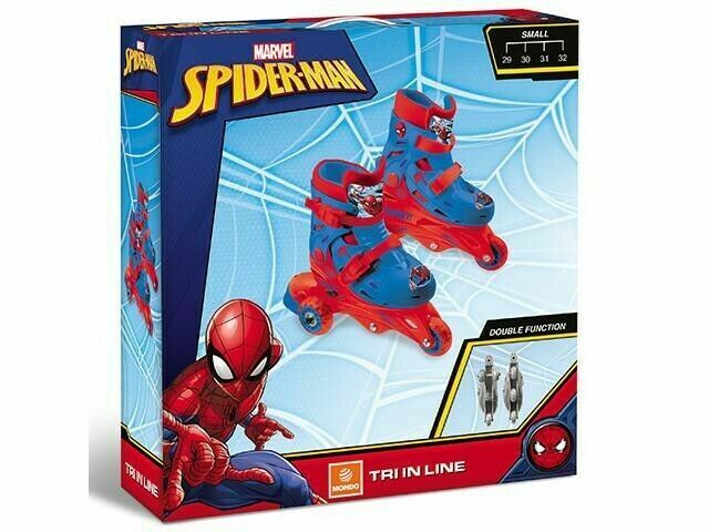 MONDO MARVEL SPIDERMAN PATTINI IN LINEA MISURA 29-32 REGOLABILI DOPPIA FUNZIONE
