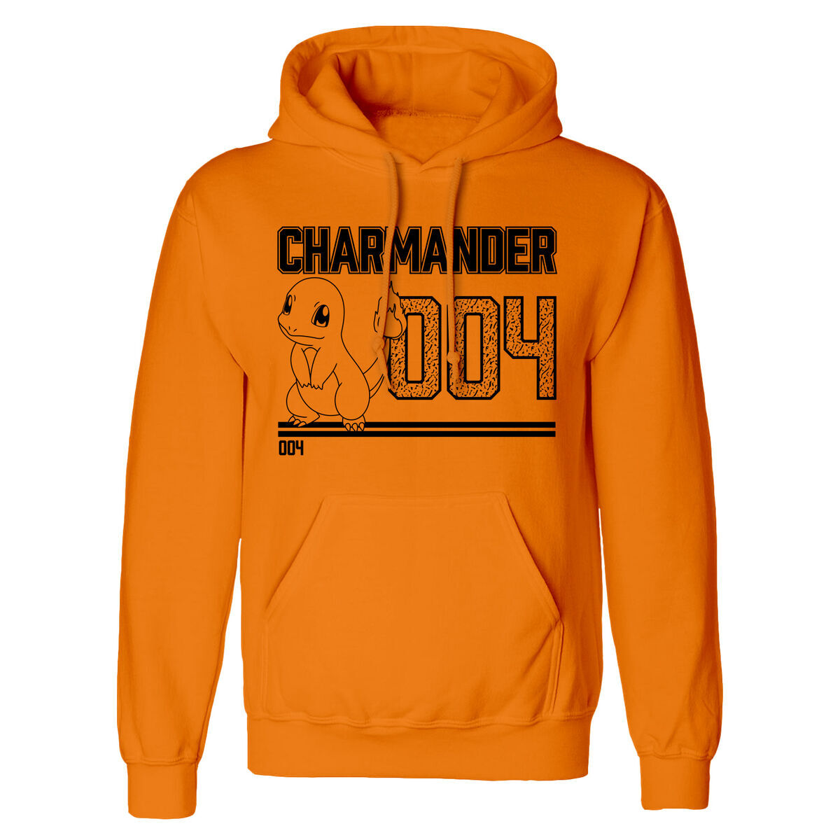 Felpa con Cappuccio Unisex Pokémon Charmander Line Art Arancio Taglia:XL