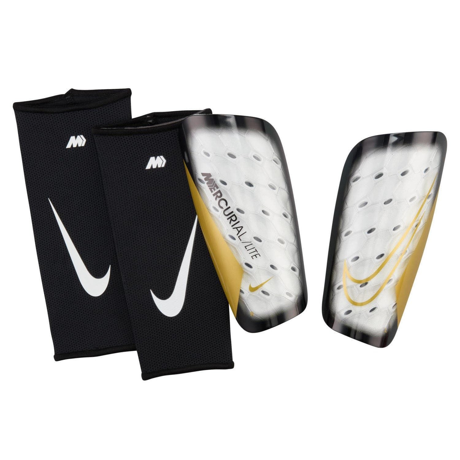 Nike Parastinchi unisex Nk MERC Lite - Fa22, bianco/nero/MTLC Gold Coin, L