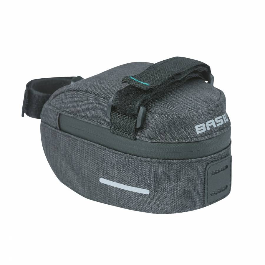 Borsa da sella bici Basil Discovery 0.5l grigio-nero, fissaggio con cinghie su c