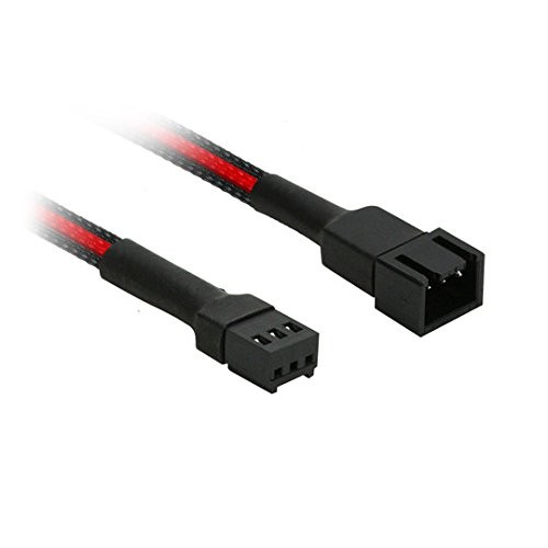 Nanoxia 900900617 3-Pin Molex Verlängerungskabel, 30 cm, Schwarz/Roter Einzelsle