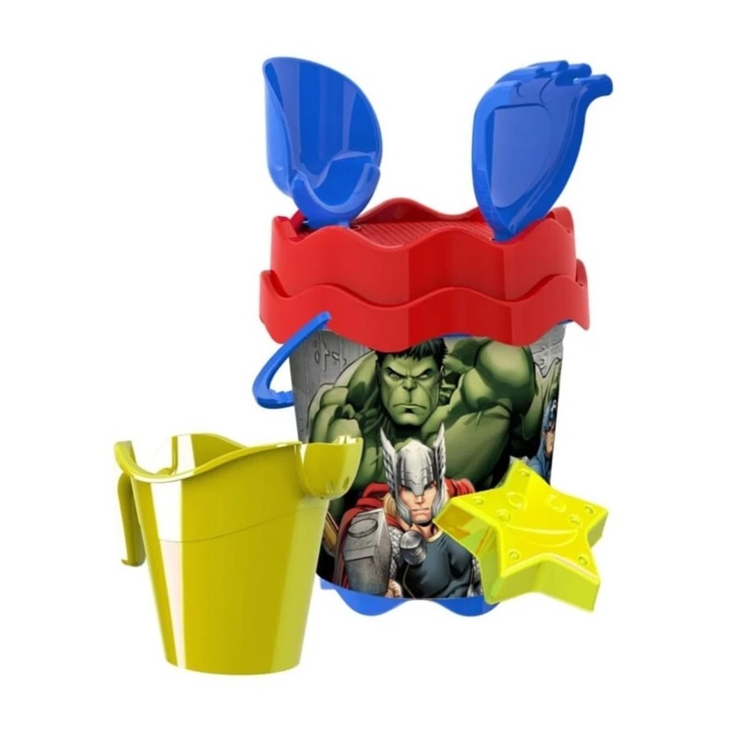 Secchiello Mare Avenger Con Accessori Spiaggia Estate Bambini Hulk Iron Man 17cm