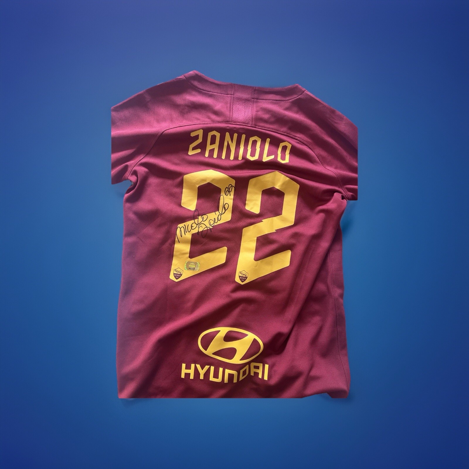 MAGLIA ROMA AUTOGRAFATA SIGNED ZANIOLO NO MATCH WORN ISSUE SHIRT+  COA