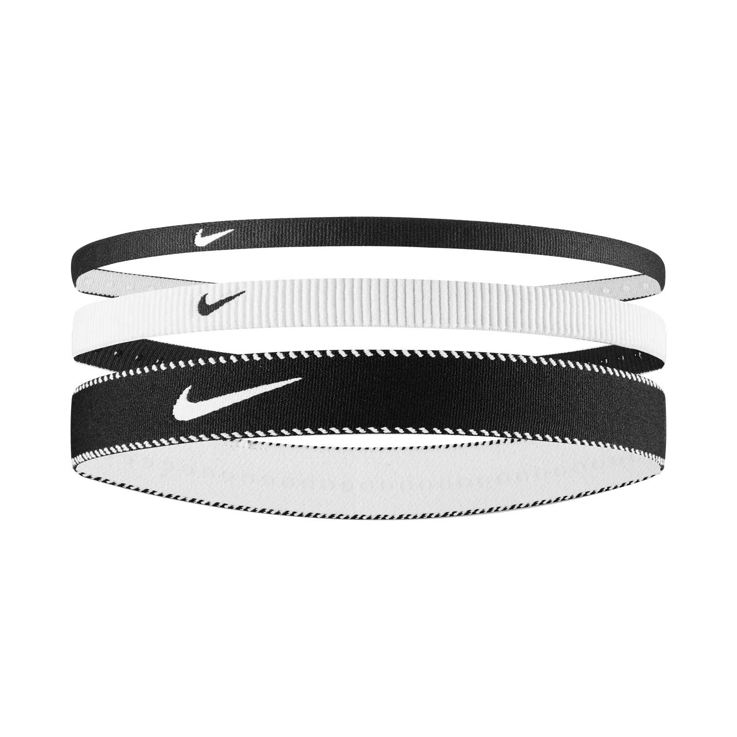 Nike Flex Classic MW Headbands 3PK Fasce Varie Ampiezze Elastici Capelli W/B
