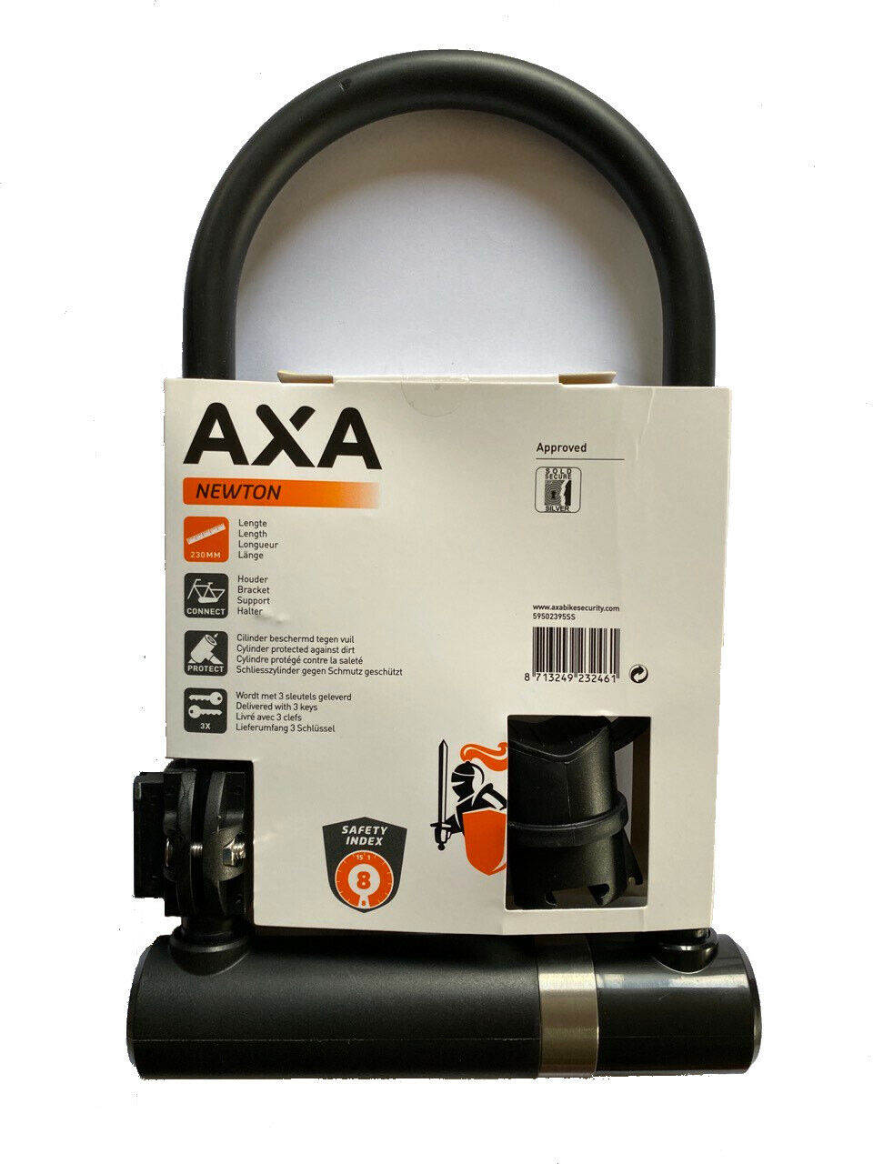 LUCCHETTO AD ARCO AXA NEWTON UL 230 -SPESSORE 14MM ACCIAIO TEMPRATO SAFETY LEV 8