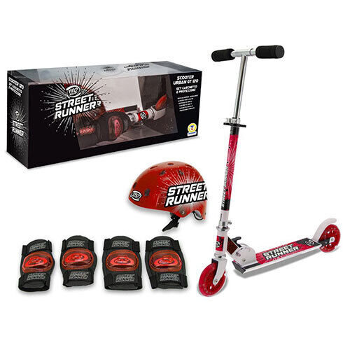 TEOSPORT - SET MONOPATTINO CASCO E PROTEZIONI RED