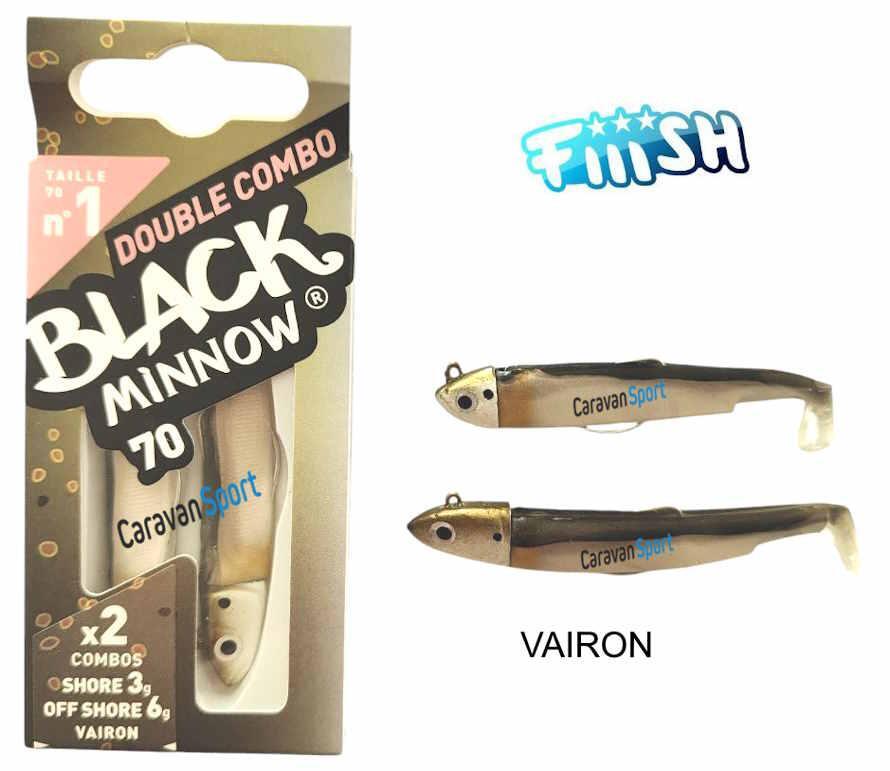 FIIISH BLACK MINNOW DOUBLE COMBO 70 N 1 VAIRON SILICONE ARTIFICIALE TROTA LAGO