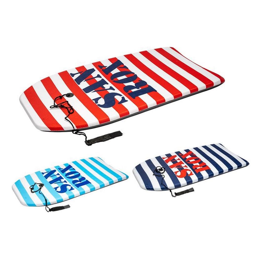 Tavoletta Mare Eps 94cm Surf Bodyboard Stripe Righe Con Scritta Con Corda Cavigl