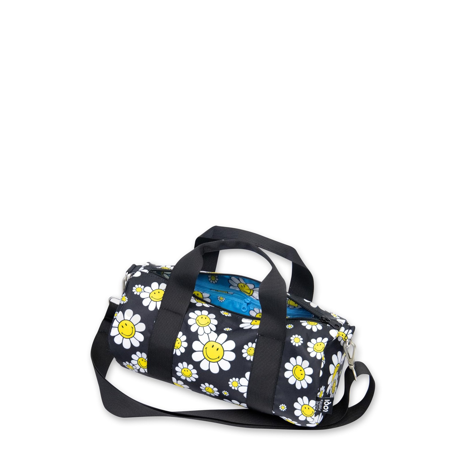 Smiley Flowers Black Recycled Small Weekender, White, black
