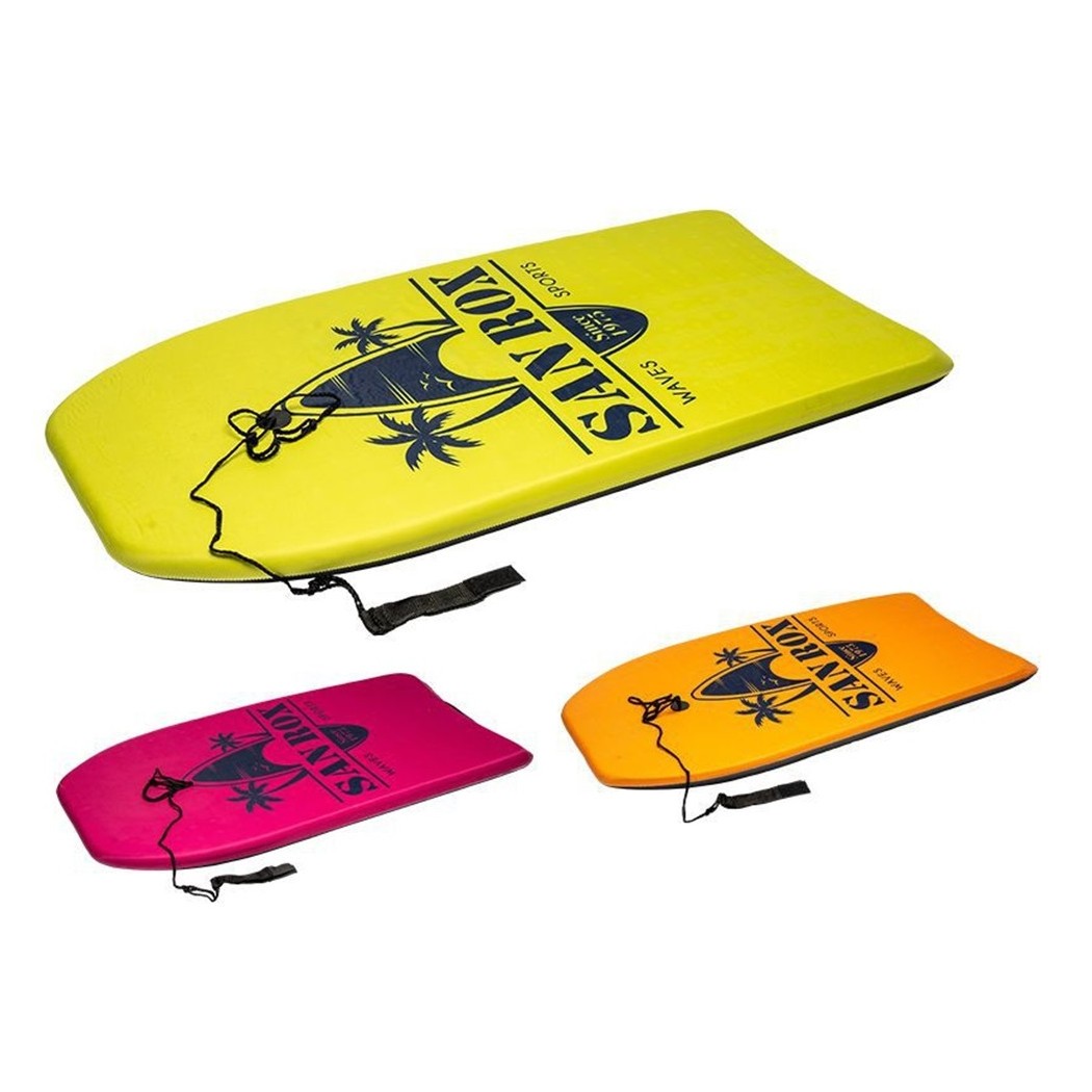 Tavoletta Mare Eps 94cm Surf Bodyboard Colorata Con Scritta Con Corda Caviglia 3