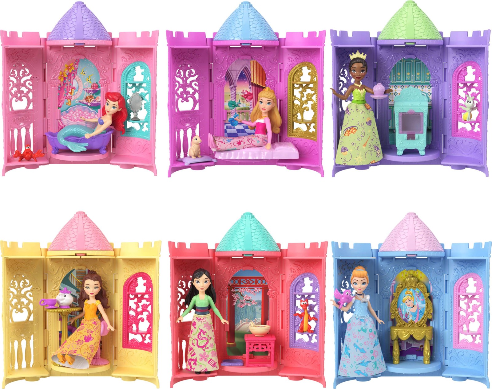 Mattel Disney Princess Tower Surprise kleine poppen en accessoires, stapelbare s