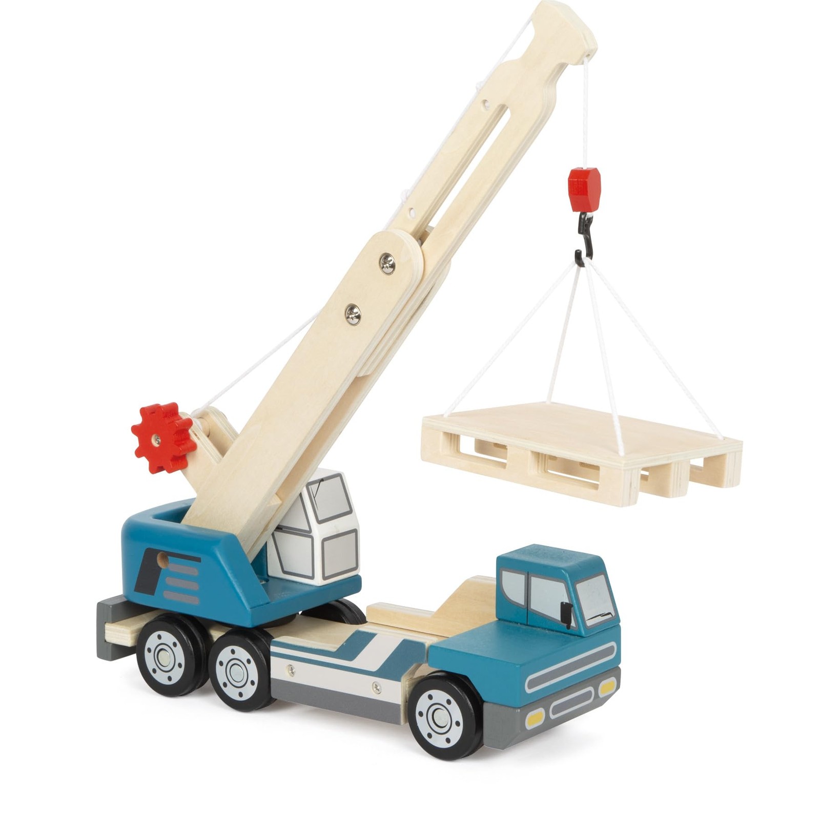 small foot kraanwagen met pallet van hout, speelvoertuig voor kinderen, met 360°