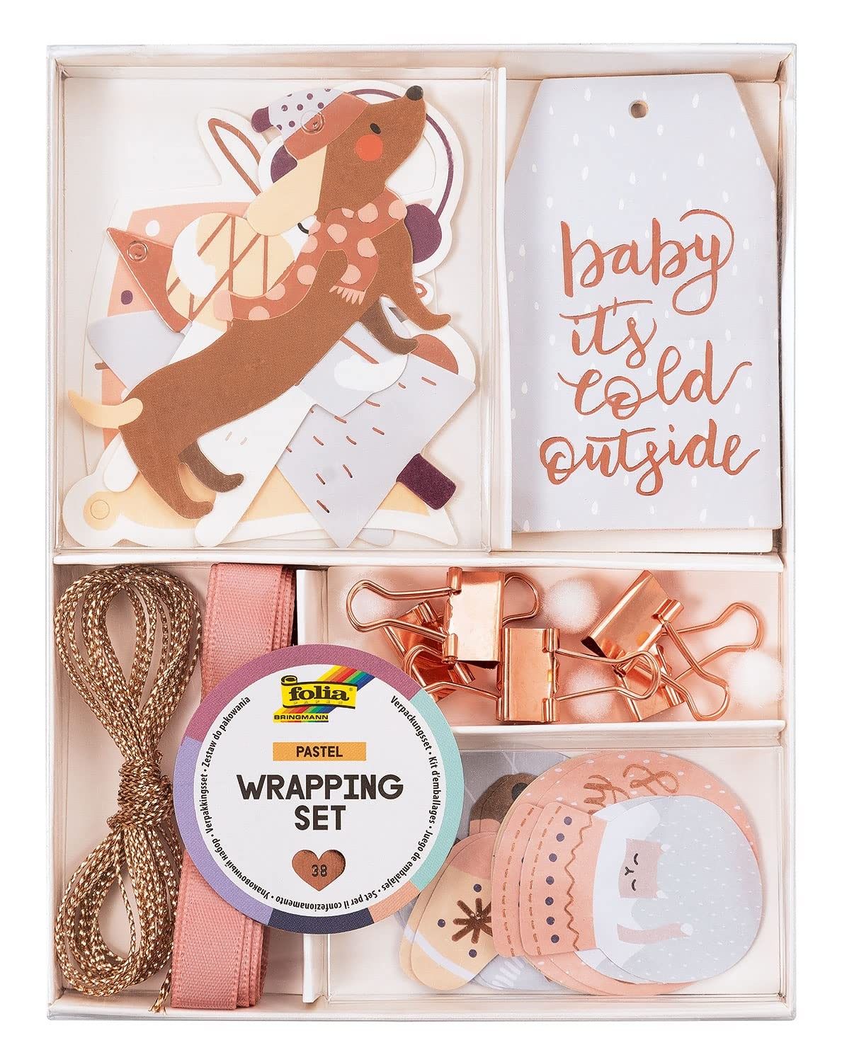 folia 12121 Wrapping Pastel, 38-Piece Packaging Set for Making Beautiful Gift Ta