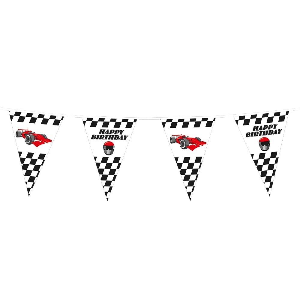 Boland Racing Car Happy Birthday Bunting 6m for Childrens Birthday Parties Chequ