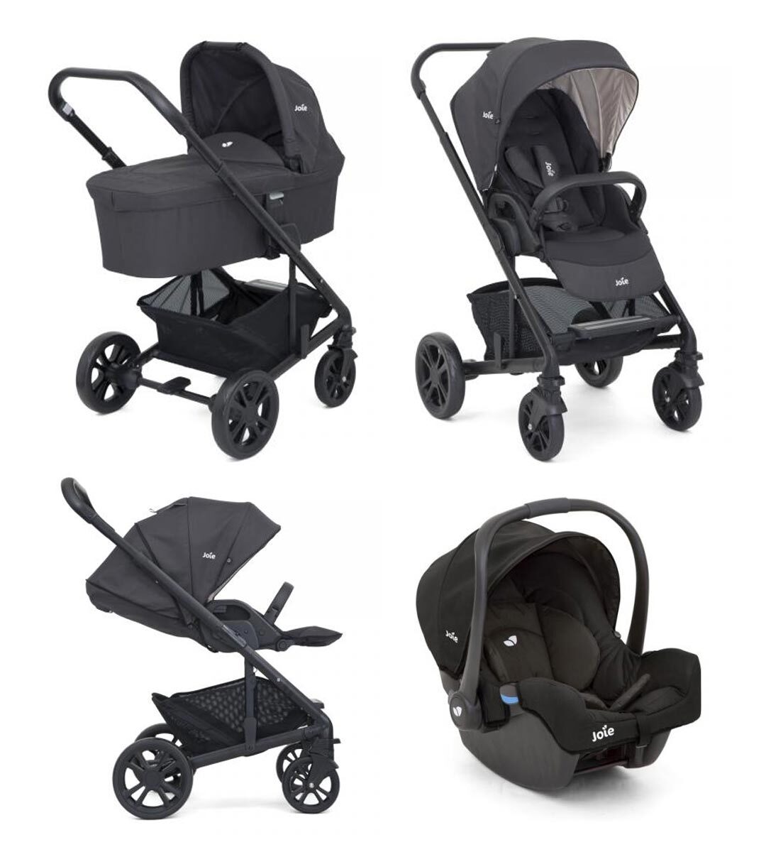 Chrome Passeggino Trio Leggero 22 Kg + Carrozzina + Seggiolino Auto Ember Joie