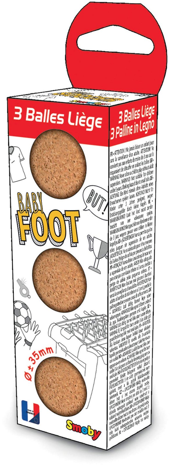 Smoby - Cork Balls 35 mm - Pack of 3 - for Table Football - Made in France - 140