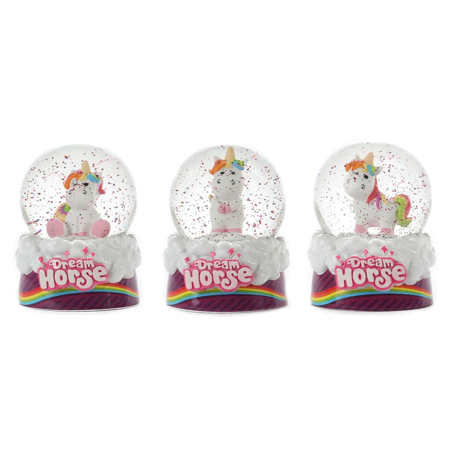 DREAM HORSE Snow Globe 'Unicorn' 3-Ass, Nicht anwendbar für Puppen und Zubehör,